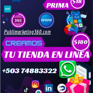 : Oferta de tienda en línea con un valor de $180 y una prima inicial de $18