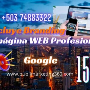 Pack de marketing digital que incluye una página web profesional incluye branding, disponible por $150.