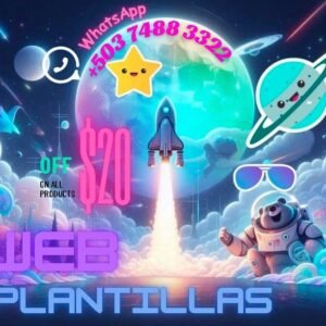 Oferta de plantillas para diseño web por $20, adaptables a diferentes profesiones y empresas para crear sitios únicos y funcionales.