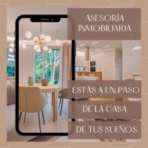 Servicios inmobiliarios mostrando una sala moderna y luminosa como parte de una promoción